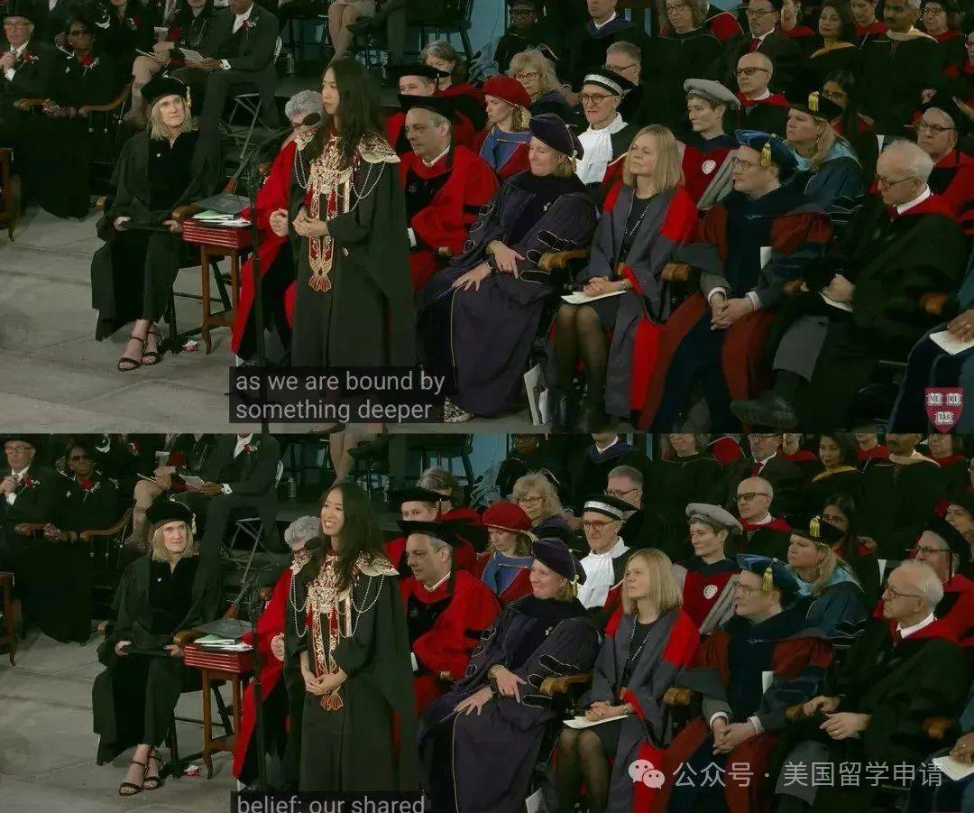 讲的中国女生蒋雨融来自青岛英高毕业本科就读于杜克j9九游会网站入口震撼全场！史上首位在哈佛毕业演(图7)